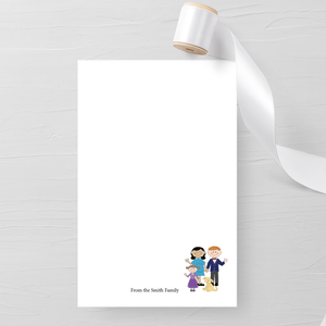 Custom Family Group Stationery Notepad - Cute Characters - Personalized - Fun, colorful original design - Great gift idea- Quality Printed Item