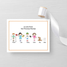 Load image into Gallery viewer, Custom Personalized Stationery - Family Notecards - Cute Characters - Fun, colorful and original design - Great Gift Idea - Quality Printed Note Cards