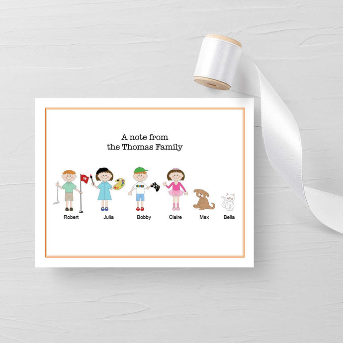 Custom Personalized Stationery - Family Notecards - Cute Characters - Fun, colorful and original design - Great Gift Idea - Quality Printed Note Cards