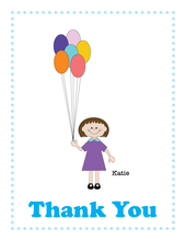 Load image into Gallery viewer, Kids Thank You Notes - Bunch of Balloons - Cute Customized Characters - Quality Printed Notecards