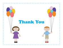 Load image into Gallery viewer, Thank You Notes - Twins with Bunches of Balloons - Cute Customized Twins Characters - Quality Printed Note Cards